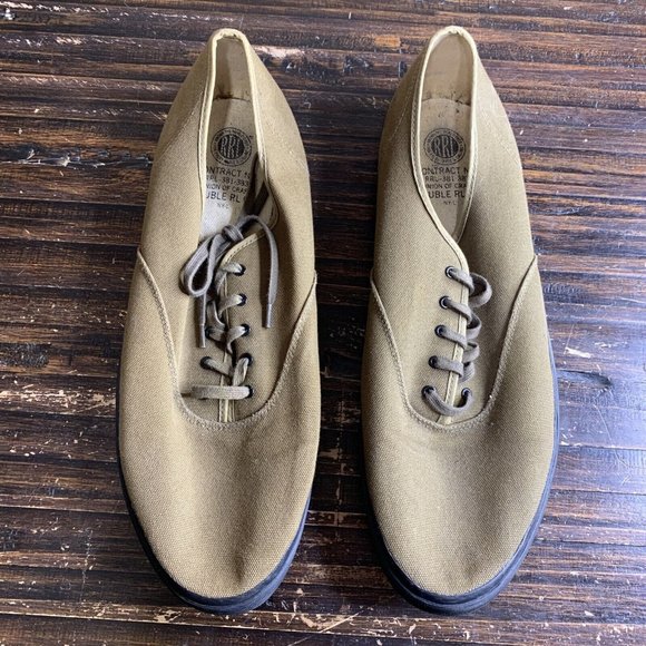 Double RL RRL Ralph Lauren Mustard Brown Canvas Casual Shoes Men’s Size 17 - Picture 2 of 4